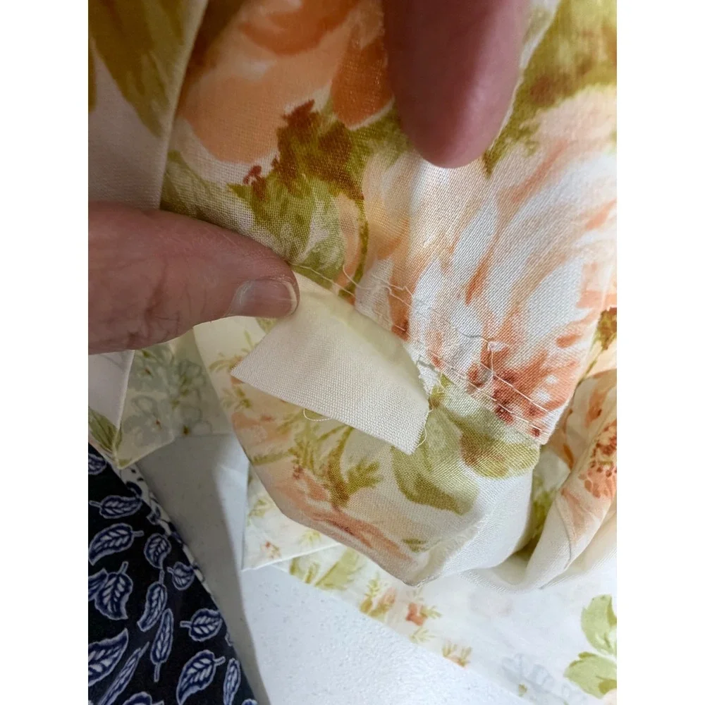 Vintage Pillowcase Standard White Peach Floral Rose Cottagecore Cotton Blend